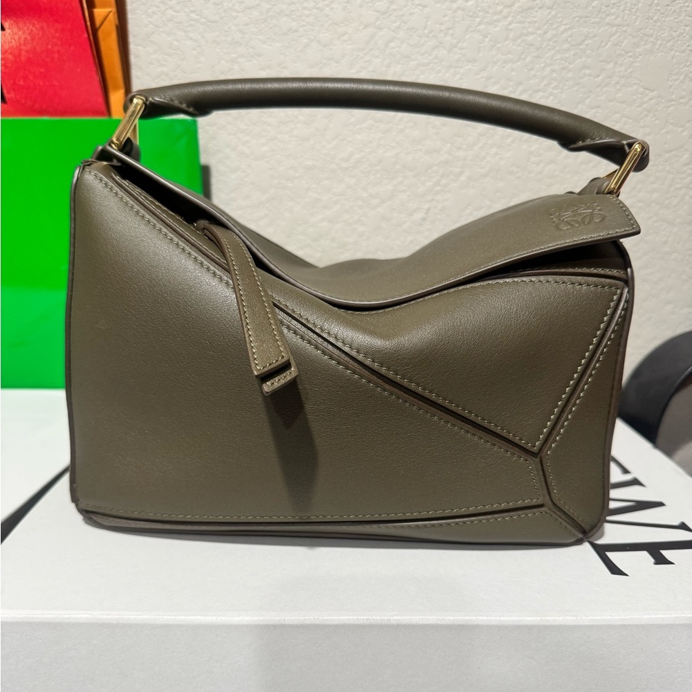Loewe Khaki Green Puzzle Shoulder Bag Small - Authentic
